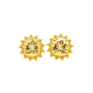 Orecchini a Perno Dorati E2841 con Cristalli Taglio Brillante Rotondo, Design a Fiore, Placcati in Oro Giallo, Classici da Donna per Uso Quotidiano - Product Image 1