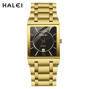 Reloj de Cuarzo Rectangular HALEI con Correa de Acero Inoxidable, Números Romanos, Fecha y Movimiento Japonés, Venta al Por Mayor - Product Image 5