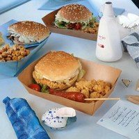 Boîte à hamburger en papier bleu enduit personnalisée, de qualité alimentaire, avec fermeture magnétique, jetable, pour emporter, pour hamburger et sandwich