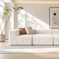 Canapé modulaire Cloud Sofa, emballé sous vide, convertible en lit, pour chambre et bureau, compressé sous vide, en tissu bouclé crème