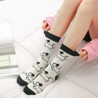 Chaussettes printemps-automne style couple vache motif cheval noir et blanc chaussettes pour femmes motif chat chaussettes mi-mollet