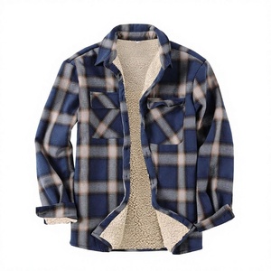 Veste bomber à carreaux pour homme avec doublure, col carré, logo discret sur le devant, manteau décontracté chaud pour l'hiver, coupe classique, manches longues - Product Image 1