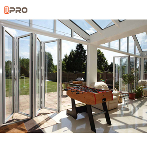 Nuovo Modello di Porte Bifold in Alluminio con Pannelli a <span class=keywords><strong>Finestra</strong></span>, Porte Bifold in Alluminio e Vetro per Patio Esterno a Guangzhou, Porte Bifold Doppie - Product Image 2