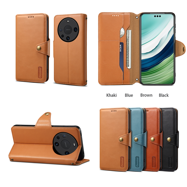 Denior PU Leather Flip Wallet Phone Case Card Holder Kickstand Pure Color Compatible for Mate70/Mate60 Honor Series