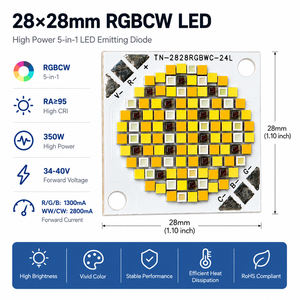 OEM ODM Puce LED COB RGBW 350W 2700K 6000K CRI96 Haute Densité 28x28mm Garantie 3 Ans pour Projets Sportifs et Culturels en Stades - Product Image 3