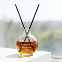 Bouteille diffuseur de parfum ronde personnalisée en gros 150 ml avec bouchon en liège, mini vase créatif en verre avec perles, bouteille à messages vintage