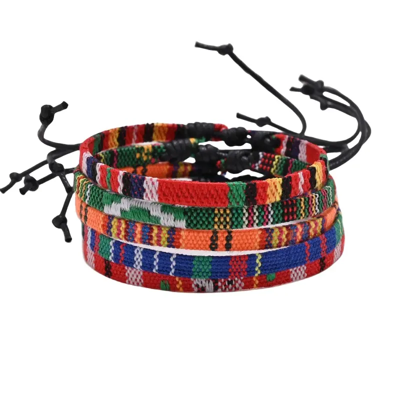 Handmade Boho Surfer Bracelet for Men Women Adjustable Braided Multi-color Bracelets for Summer