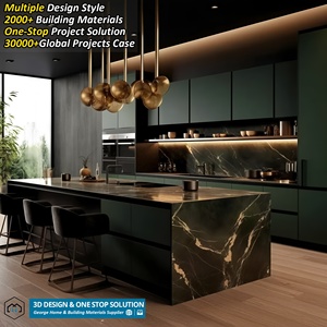 Meubles <span class=keywords><strong>de</strong></span> cuisine modernes sur mesure, design intégré intelligent, plan <span class=keywords><strong>de</strong></span> travail en marbre, armoires <span class=keywords><strong>de</strong></span> cuisine en bois durables avec îlot <span class=keywords><strong>de</strong></span> rangement - Product Image 1