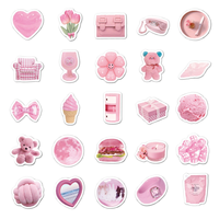 Lot de 52 autocollants décoratifs pour ordinateur portable, imperméables, roses mats, mignons, en vinyle découpé, pour filles
