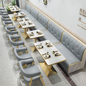 Asian Style Durable Restaurant Sintered Stone Top <strong>Dining</strong> <strong>Table</strong> with Fabric Chair - Product Image 2