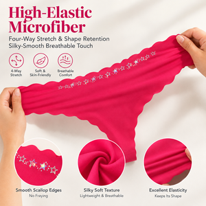 <span class=keywords><strong>Slip</strong></span> <span class=keywords><strong>Donna</strong></span> con Bordo Ondulato, Senza Cuciture, Invisibile, Traspirante, Elastico, Morbido e Confortevole per Matrimoni, Feste e San Valentino - Product Image 3