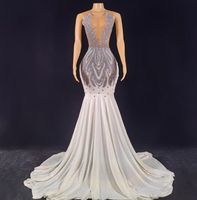 AD2603 Sexy durchsichtiges Ballkleid Kleid Big Trail ing Brautkleider Elegantes Party kleid Luxus Kristalle Bühne
