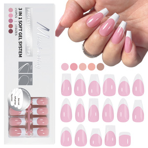 150 ชิ้น/กล่อง 5 สี ลายเล็บแบบฝรั่งเศส กดติดเล็บเจล ปลายเล็บเจลแบบถอดได้ เนื้อแมทท์ ปิดเต็มเล็บ ปลายเล็บเจลนิ่ม - Product Image 1