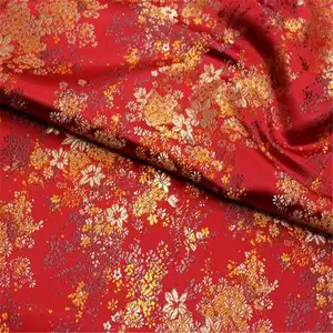 Tersedia 14 warna gaya elegan harga kompetitif kain brokat Jacquard desain bunga metalik untuk wanita