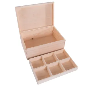 Kotak penyimpanan Makeup perhiasan kayu Organizer laci meja dengan 16 laci