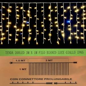 Guirlande lumineuse Gloca 200 LED 3m x 1m, fil blanc, lumière jaune chaude, IP65, éclairage extérieur pour fêtes - Product Image 3