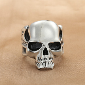 Skull <b>Ring</b> <b>Titanium</b> Steel Silver Men's Retro Punk Jewelry Gift 29007 - Product Image 1