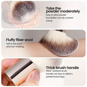 แปรงแต่งหน้าแบบแบน ขนไนลอน ด้ามโลหะ สำหรับเกลี่ยรองพื้นชนิดน้ำและครีม - Product Image 5