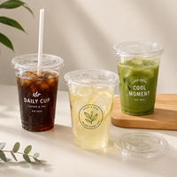 Gobelet jetable transparent en PET de 18 oz avec logo personnalisé et couvercle plat ou bombé pour matcha, latte glacé, café et thé au lait