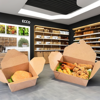 Caja de comida para llevar de papel kraft de 750 ml, desechable, de calidad alimentaria, reciclable, con forro de esponja, cierre magnético, para envasar sushi