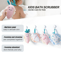 Sujie Pink Rabbit - Éponge de bain pour enfants, double face, exfoliante, en fibre de polyester PE, forme d'animal de dessin animé, pour le bain quotidien