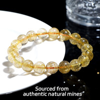 Bracelet en Citrine Naturelle Brésilienne et Quartz Rutile Doré 10mm - Attraction de Richesse et Succès, Cadeau Spirituel Unisexe