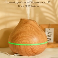 Humidificateurs à ultrasons à design imitation bois 300 ml avec minuteurs, diffuseur d'huiles essentielles alimenté par USB avec lumières LED 7 couleurs pour la maison