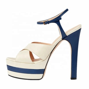 Cross Straps Women's Mixed Color Shoes High Heel Platform Peep Toe Sandals Summer Club Ladies Dancer <b>Pumps</b> - Product Image 4