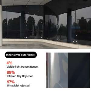 Argento nero 5% unidirezionale visibile ombra pellicola riflettente finestra di <span class=keywords><strong>casa</strong></span> balcone isolamento termico pellicola di vetro <span class=keywords><strong>per</strong></span> edifici commerciali - Product Image 3