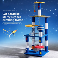 Arbre à chat classique en sisal Starry Sky avec griffoir intégré et lit capsule spatiale, design peu encombrant pour Halloween et Noël