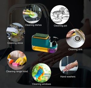 <b>Dish</b> Soap Dispenser Sponge Holder Kitchen Sink Caddy Dishwashing Liquid Hand Soap Pump Dispenser Sink Organizer - Product Image 6