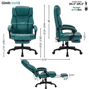 Teal Blue Massage <strong>Office</strong> <strong>Chair</strong> with Foot Rest 6 Points Vibration and Heat Home <strong>Office</strong> Desk <strong>Chairs</strong> for Heavy People 400lbs <strong>Chair</strong> - Product Image 2