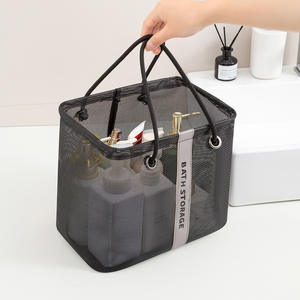 Cesta de almacenamiento para baño, organizador de artículos de tocador portátil, rectangular, de malla de nailon, impermeable, para uso en viajes y baño - Product Image 3