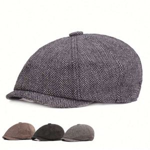Men's <b>Beret</b> Newsboy Cap Euramerican Gatsby Herringbone Daily Casual Outdoor Accessory Customized Designs Silk Screen Printing - Product Image 1