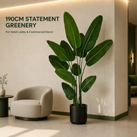 Plante artificielle de bananier du voyageur de 190 cm, fausse plante bonsaï, verdure artificielle pour la décoration intérieure des hôtels, des halls d'entrée et des espaces commerciaux