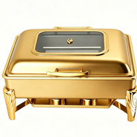 Plat à réchaud hydraulique 9L avec couvercle en verre visible, conception à levage lent, idéal pour les buffets d'hôtel, les mariages et les événements de restauration de vacances