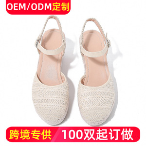 Sandales compensées Coco SILIYA à bout ouvert avec plateforme en paille et fermeture à boucle pour femme - Product Image 5