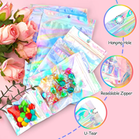 Sac d'emballage pour bijoux, personnalisé, à impression holographique laser, refermable, de qualité alimentaire, résistant à l'humidité, très vendu