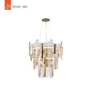 Lustre de luxe rond en verre artisanal, couleur champagne clair, pour villa - Product Image 2
