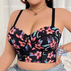 Top vendedor Sexy Ladies Corset Tops <span class=keywords><strong>Mujeres</strong></span> Floral Overbust Bustier Underwire Bra Crop Top - Product Image 2