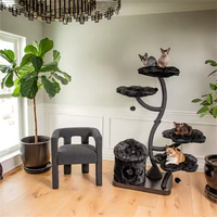 Arbre à chat de luxe moderne, design floral mignon en bois multicouche, durable, pour grimper et gratter, avec sisal floral