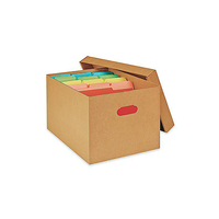 Boîte de rangement en papier kraft robuste avec couvercle et poignée, boîte d'archives en carton ondulé