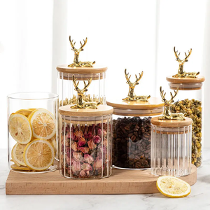 Tarro de Vidrio para Almacenamiento de Alimentos en 3 Tamaños con Tapa de Bambú, Tarro Hermético de Borosilicato para Granos de Café, Galletas y Especias - Product Image 2