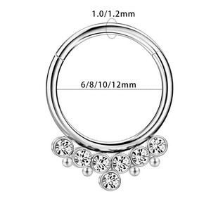 Stainless Steel Zircon <b>Nose</b> <b>Ring</b> <b>Hoop</b> 16G Ball Closure Piercing Jewelry For Women Men Fashion Body Jewelry - Product Image 2