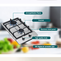 Cuisinière à gaz en acier inoxydable à 2 brûleurs, prix d'usine, pour maison et hôtel, encastrable, double cuisinière OEM, commande par bouton, plaque de cuisson de cuisine
