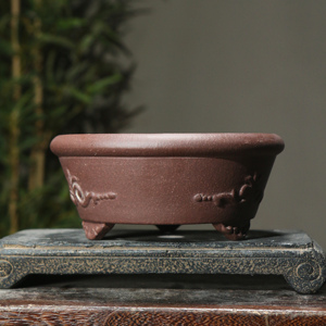 กระถางบอนไซซีชา ทำด้วยมือจากดินเผาสีม่วง แกะสลักสไตล์จีน - Product Image 2