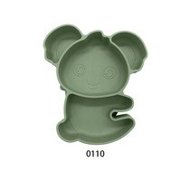 Assiette pour bébé en silicone de qualité alimentaire, motif koala, avec compartiments et ventouse – Écologique et facile à nettoyer