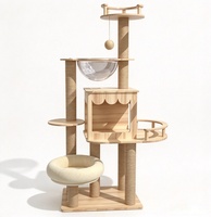 Arbre à chat d'intérieur/extérieur à 5 niveaux, grande tour à chat en bois avec capsule spatiale, griffoir multi-niveaux pour chat