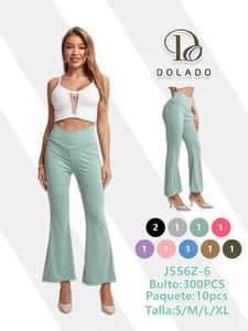 Pantalones Dolado Flare de Cintura Alta, Largos, Tejidos, de Spandex y Nailon, Transpirables, Casuales, de Verano, para Mujer - Product Image 3