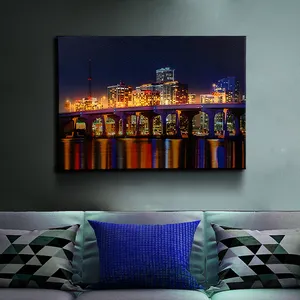 Moderne kunst deco multi karte lager nach größe nacht ansicht brücke moderne städtischen kunst led leinwand wand kunst für home